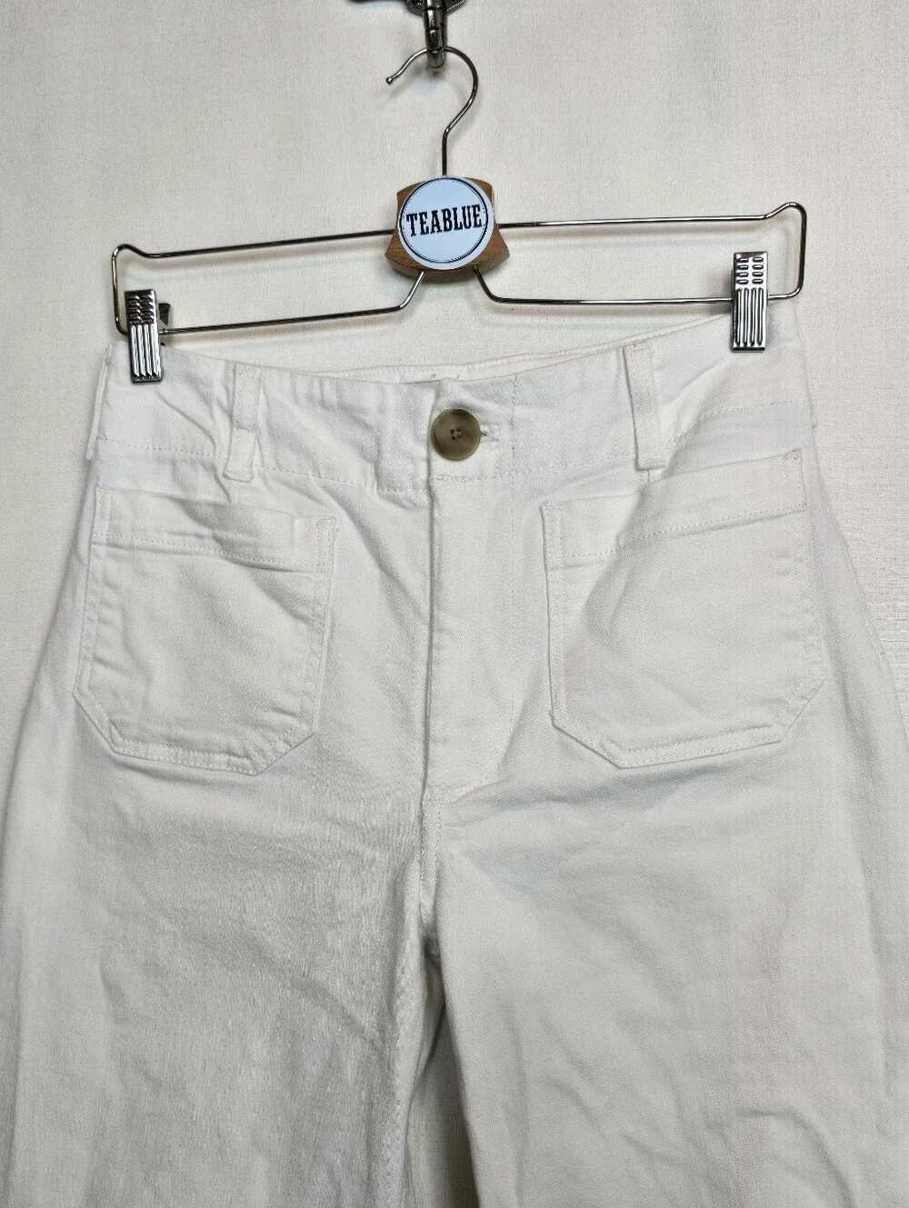 Anthropologie Maeve The Colette Full Length Wide-Leg Jeans White Size 26 Denim